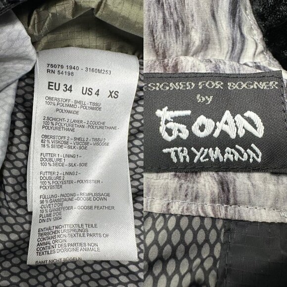 Rare Bogner Goan Thylmann Ski Puffer Down Black Coat Embroidered Fish Size XS 4 - Picture 15 of 16